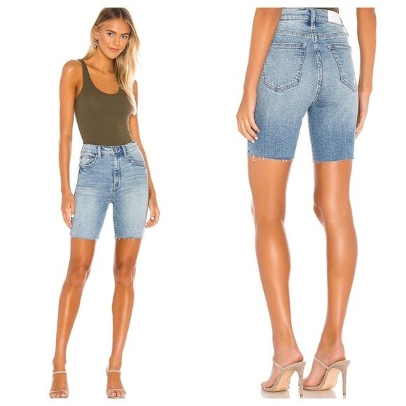 Pistola Izzy High Rise Slim Biker Bermuda Denim Short Size 24 - Picture 1 of 10